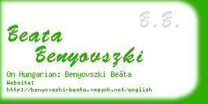 beata benyovszki business card