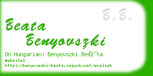 beata benyovszki business card
